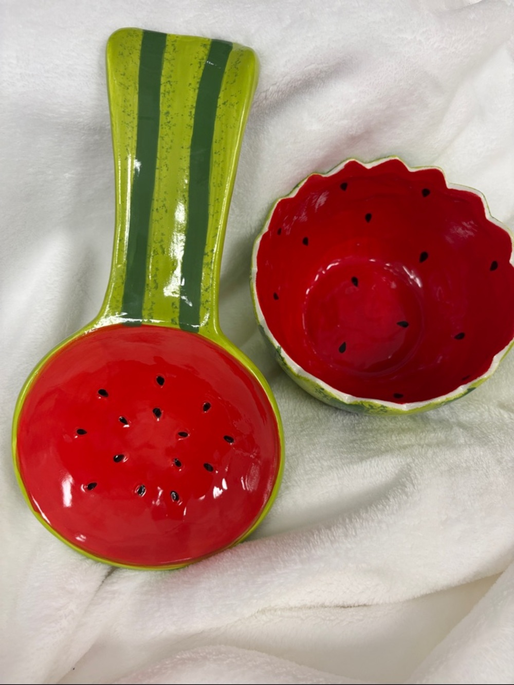 Watermelon Ceramic Spoon Rest and Dip Bowl Set - Picture 3 of 8